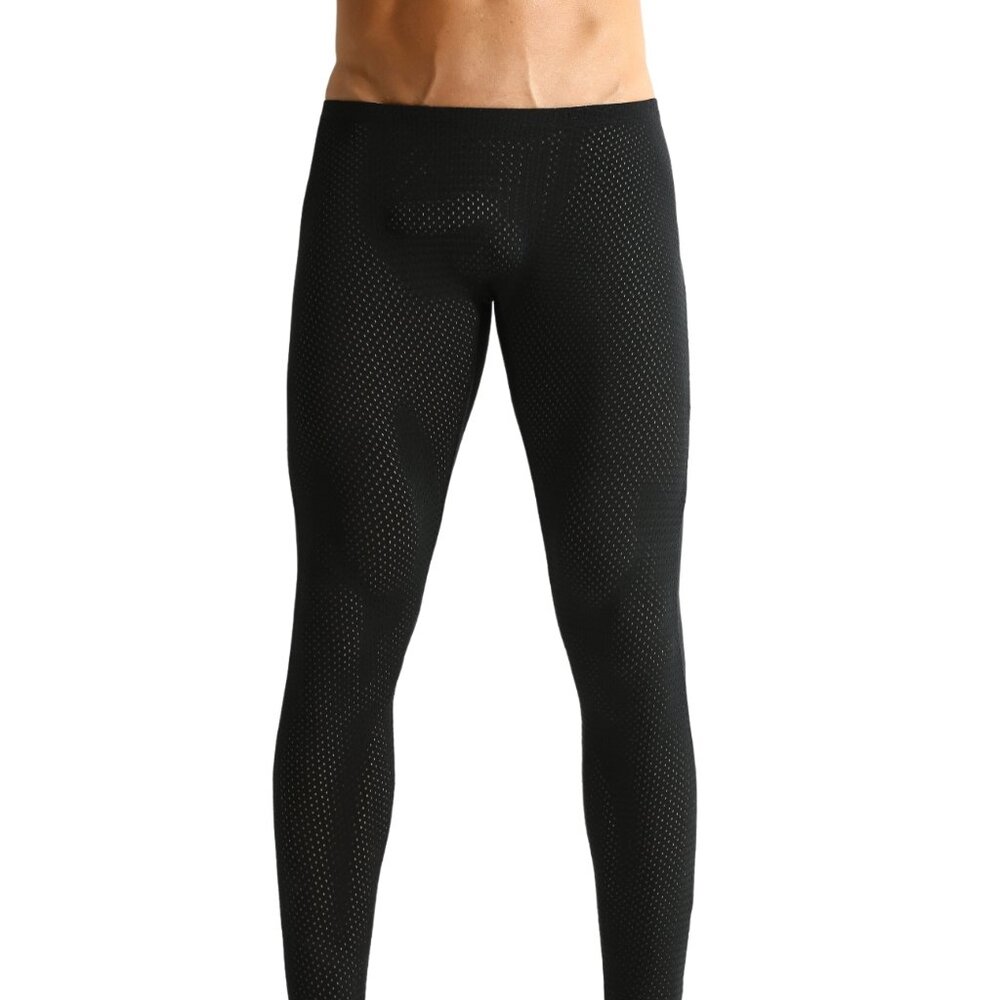 Bodywear for Men Lowrise Black Eyelet Tights – Flat Front Mens Underwear